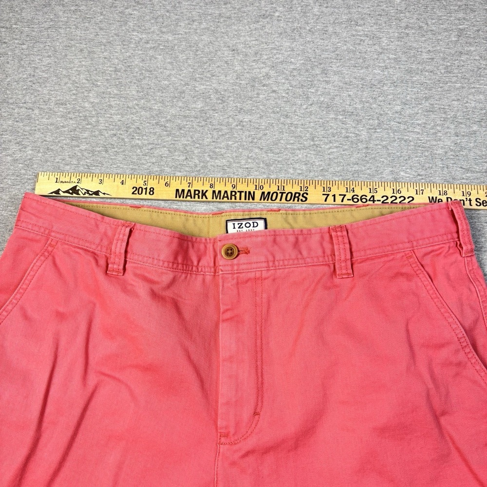 IZOD Saltwater Shorts Mens 38 Vibrant Pink Salmon Chino Stretch Flat Front 38x9 - Picture 6 of 10